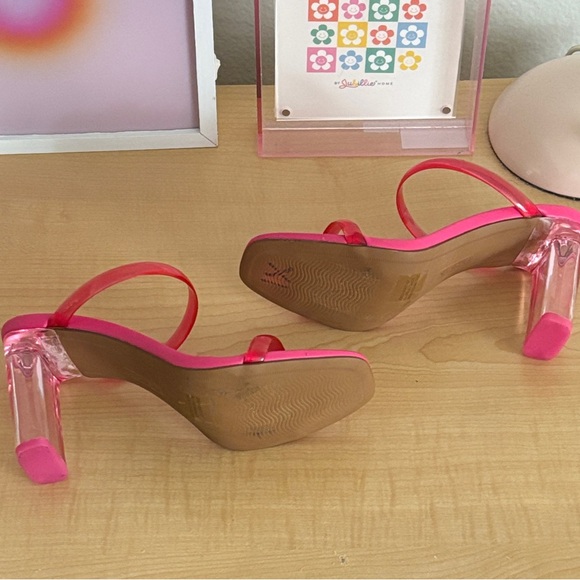 Steven New York Pink Jelly Strap & Clear Block Heel Sandals - Picture 4 of 5